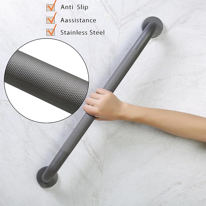 Shower Grab Bar, 2 Pack 16 Inch Gray Bathroom Grab Bar, 1.25" Diameter 304 - Image 5