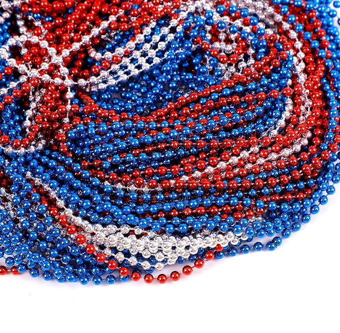 Moon Boat 4th of July Accessories Necklaces: Blue White and Red Beads Bulk - Image 5