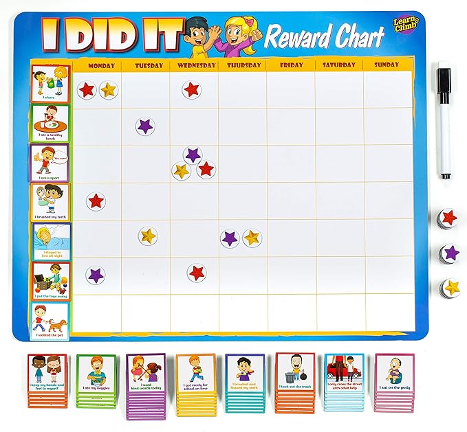 Learn & Climb Kids Responsibility Chart Magnetic Board, 63 Chores, Potty Train by LearnClimb