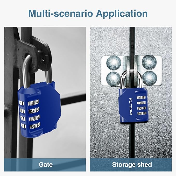 Puroma 1 Pack Combination Lock for Locker 4 Digit Outdoor Waterproof Padlock - Image 6