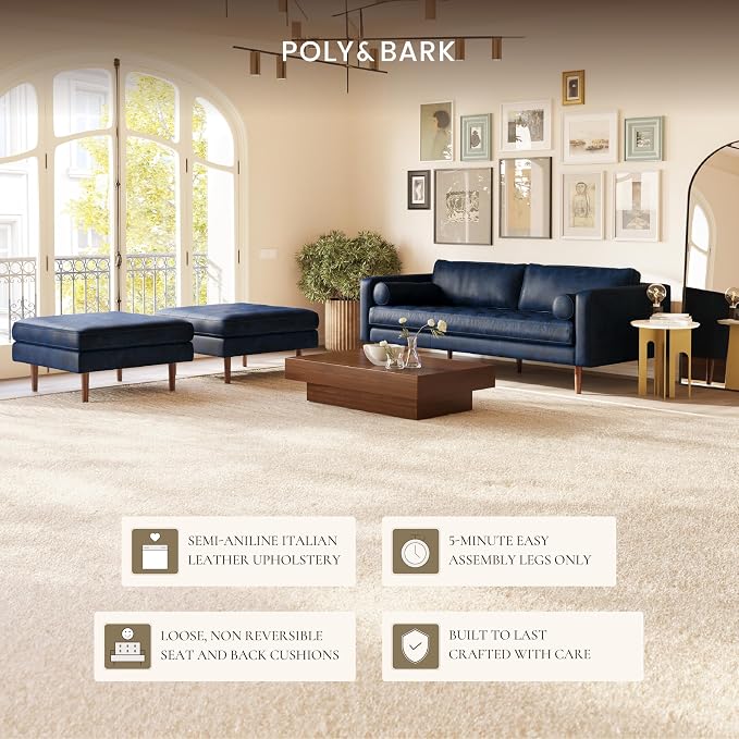 Poly & BARK Napa 88.5" Leather Sofa – Full-Grain Italian-Tanned Aniline Leather - Image 5