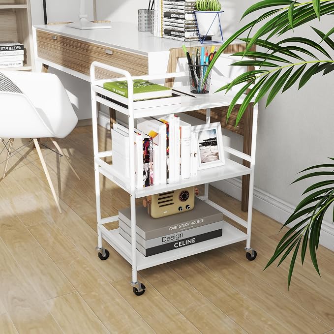 DCLRN 3 Tier Rolling Cart, Storage Organizer Cart, Rolling Metal Organization - Image 2