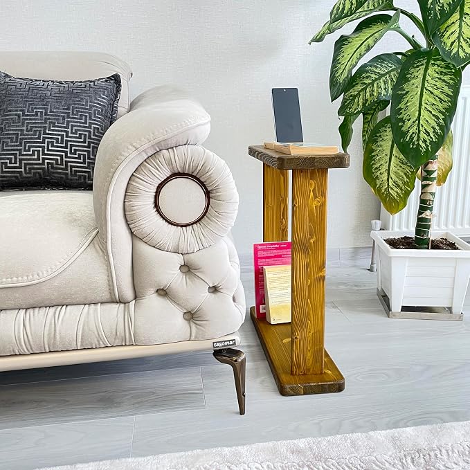 Skinny Side Table 7 inch Wide for Small Apartment Between Chairs, Very Narrow - Image 4