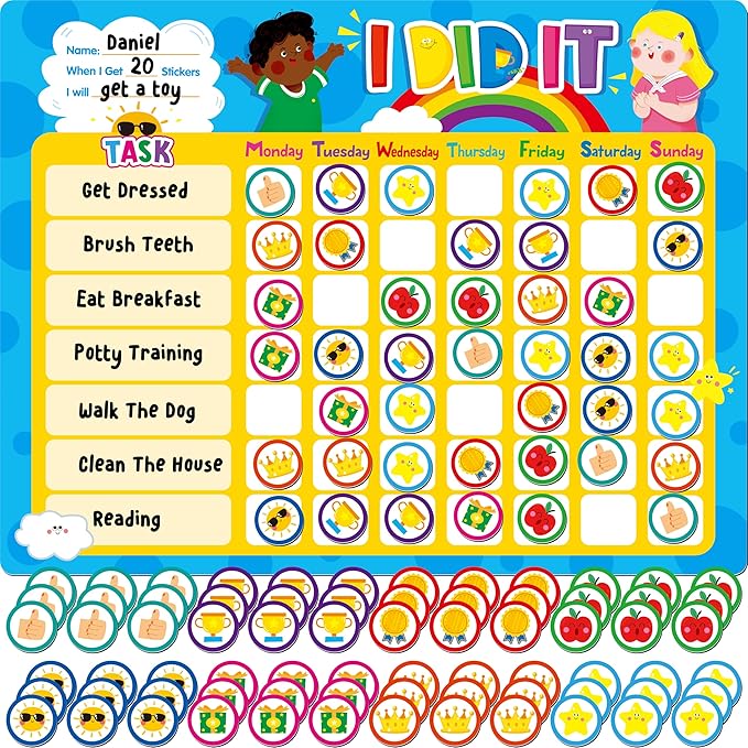 Magnetic Reward Chart, Dry Erase Task Board-One Chart & 72 Magnetic Reward by SpriteGru
