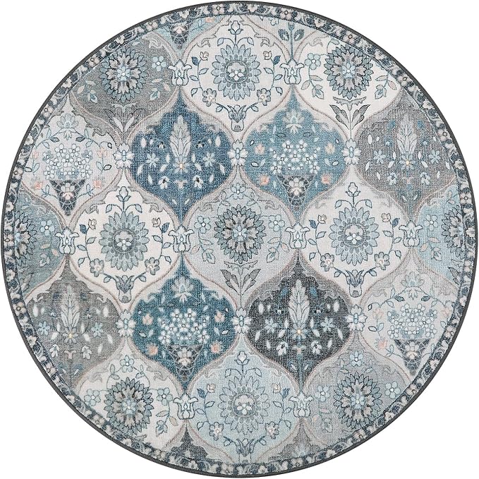 Lahome Moroccan Trellis Washable Round Rugs, Non-Slip Soft Round Rug 4ft - Image 2