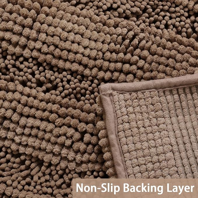 Turquoize Chenille Bathroom Rugs Set Non-Slip Bath Mats - Image 4