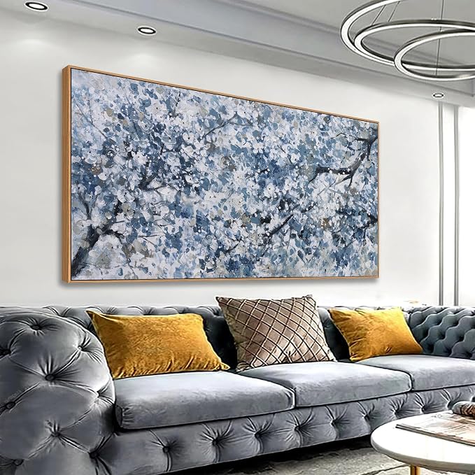 Canvas Wall Art Pictures Wall Decoration Dark Blue And White Abstract Tree by HXSRQFAART
