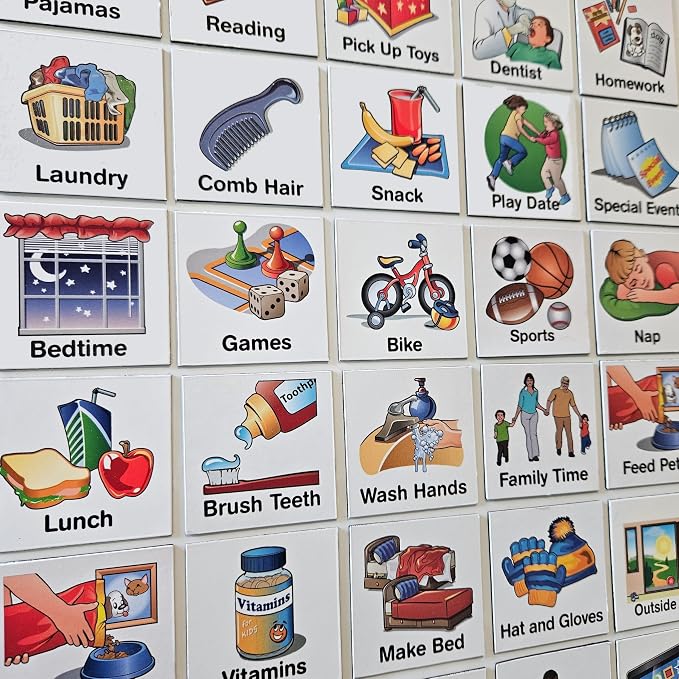 Kids Visual Schedule Magnets and Headings: SchKIDules 93Pc Home Collection by SchKIDules