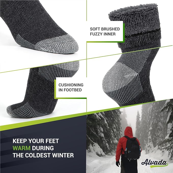 Alvada Warm Thermal Wool Socks for Winter Moisture Wicking and Breathable Cozy - Image 4