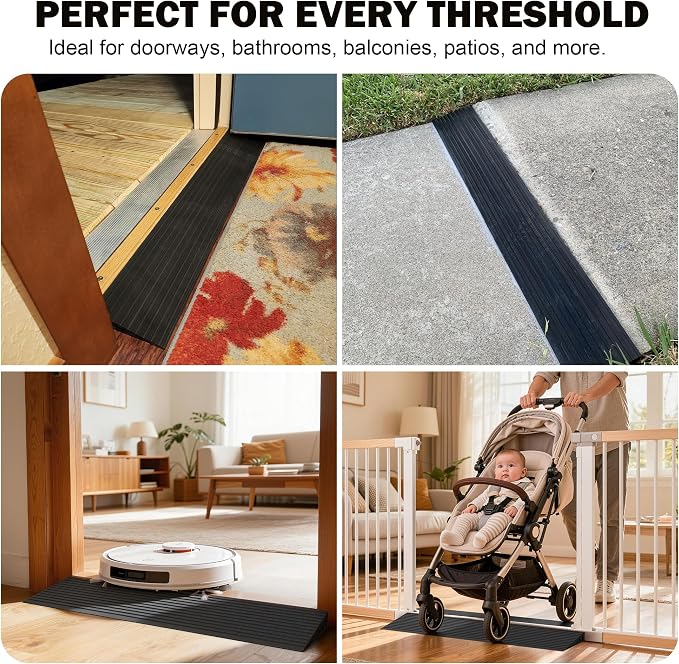 1.2" Rise Threshold Ramps for Doorways, 35.5" Wide Natural Rubber Power - Image 3