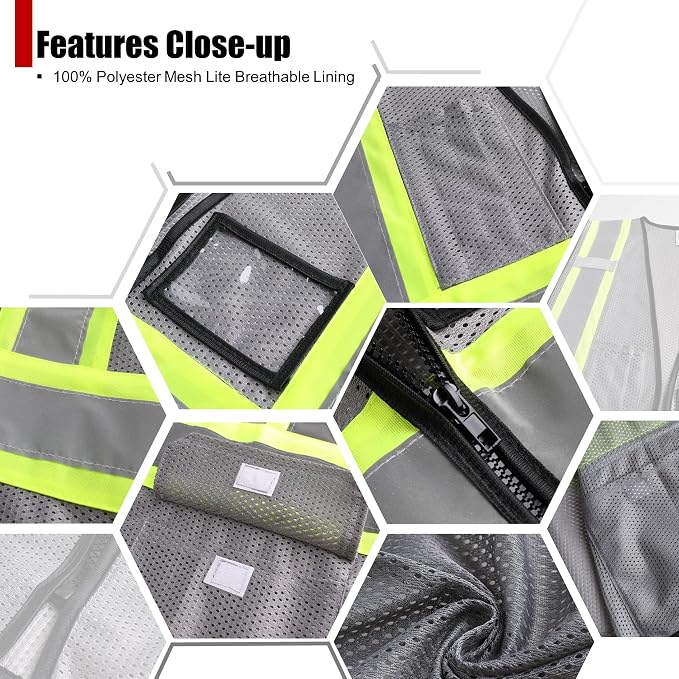 Reflective Safety Vest for Men Women Hi Vis Vest - Image 3