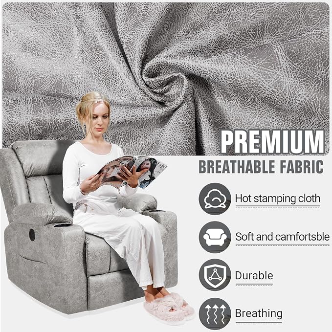 LEVELEVE Retro Rocking Recliner Chair, Massage Rocker Recliner Chair - Image 5