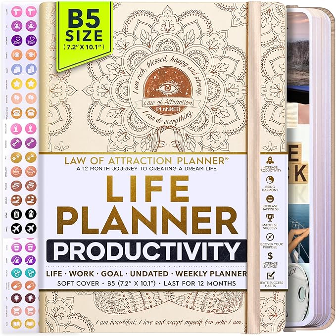 Law of Attraction Planner – Undated Hourly, Weekly & Monthly Goal Setting by FreedomMastery