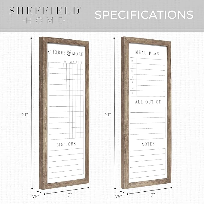 Sheffield Home Set of Two Family Planner Dry Erase Boards Featuring, Chore Chart - Field & Grace