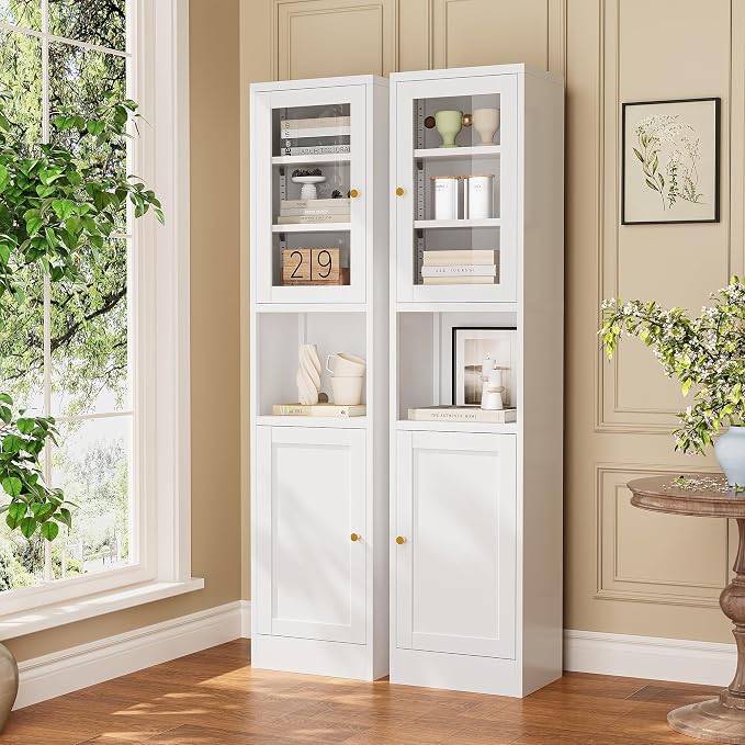 Narrow Glass Door Storage Cabinet Tall Metal Storage Cbinets - Image 3
