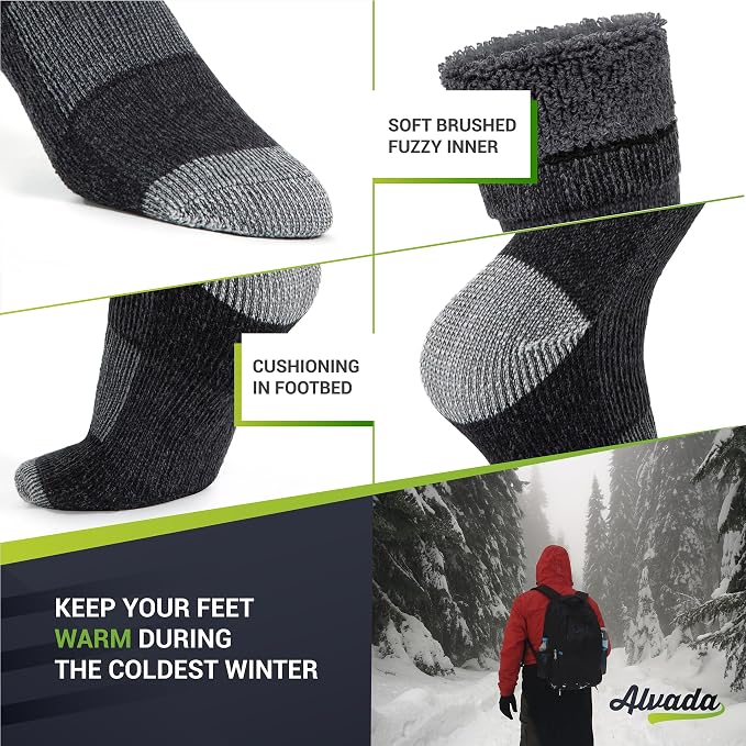 Alvada Warm Thermal Wool Socks for Winter Moisture Wicking and Breathable Cozy - Image 4