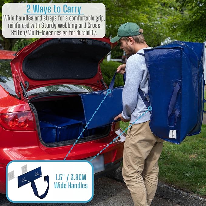 VENO 6 Pack Moving Bags w/Backpack Straps, Heavy Duty, Moving Boxes Alternative - Image 2