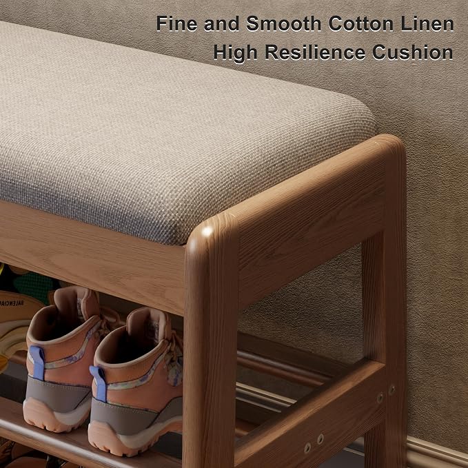 AQIMUELE Shoe Rack Bench, 2 Tiers Shoe Bench - Image 4