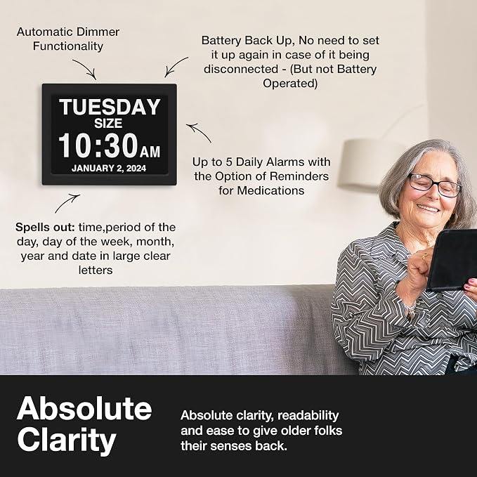 American Lifetime Dementia Clock 2025 Large Digital Display - Image 4