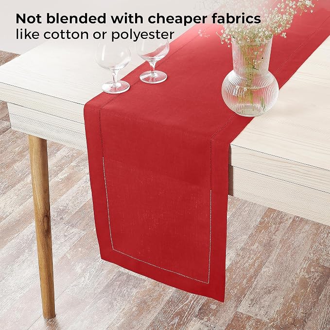 D'Moksha Homes Linen Bright Red Table Runner 60 Inches - Image 4