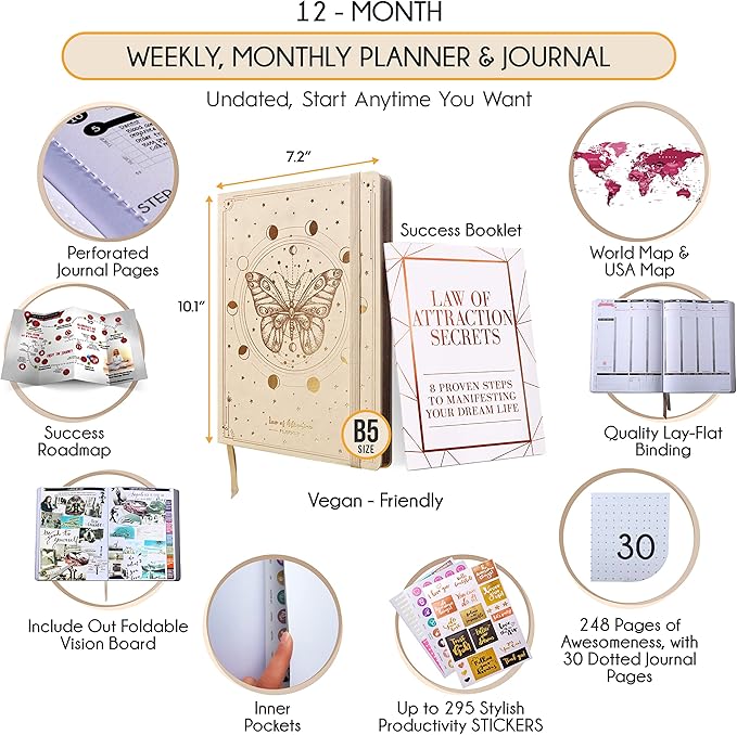 Law of Attraction Planner – Undated Hourly, Weekly & Monthly Goal Setting - Image 2