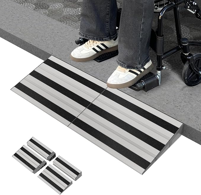 3" Rise Modular Threshold Ramp for Doorways, Stable Wheelchair Ramp for Home by Nuvium-Durablereliablereadyforanystep