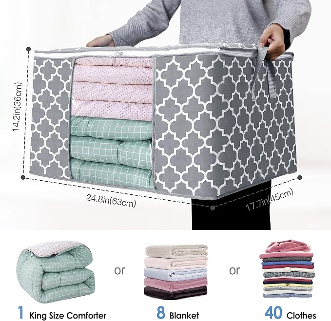 WISELIFE Storage Bags 100L 3-Pack Large Blanket Clothes Organization and - Image 2