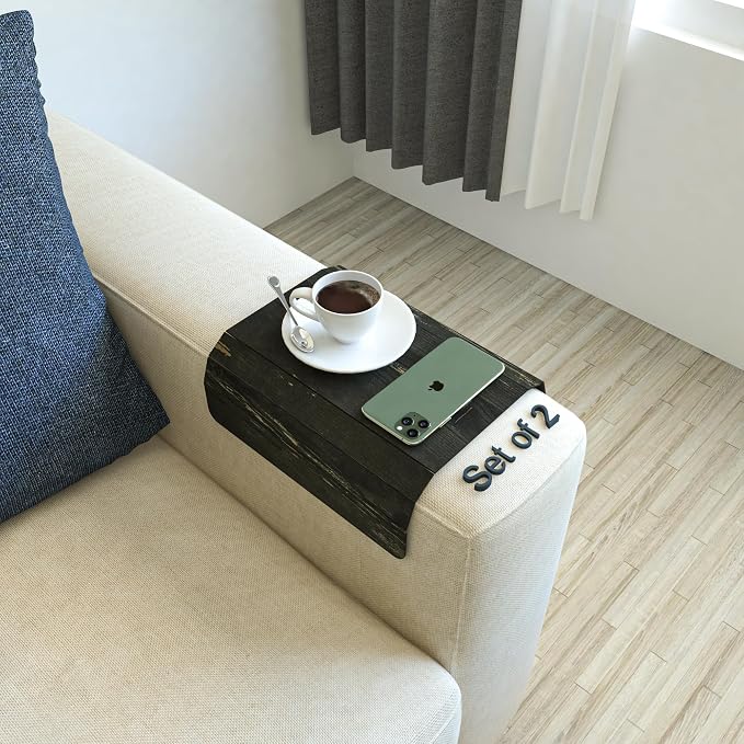 Set of 2 Wooden Sofa Tray, Armrest Tray Table by UltimatePremiumProducts