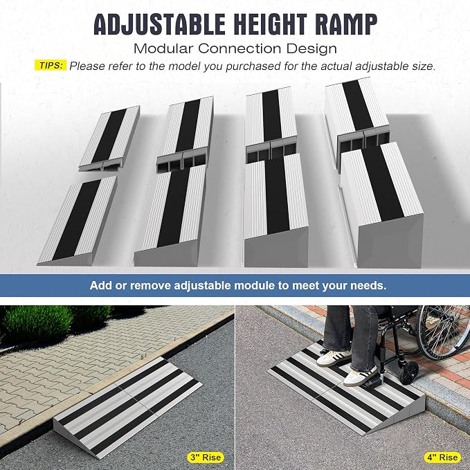2" Rise Modular Threshold Ramp for Doorways, Stable Wheelchair Ramp for Home - Image 5