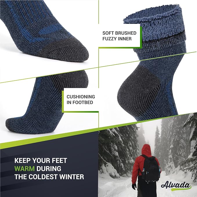 Alvada Warm Thermal Wool Socks for Winter Moisture Wicking and Breathable Cozy - Image 4