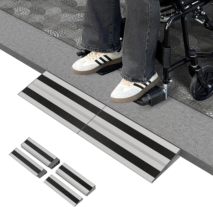2" Rise Modular Threshold Ramp for Doorways, Stable Wheelchair Ramp for Home by Nuvium-Durablereliablereadyforanystep