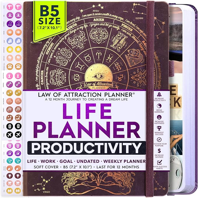 Law of Attraction Planner – Undated Hourly, Weekly & Monthly Goal Setting by FreedomMastery