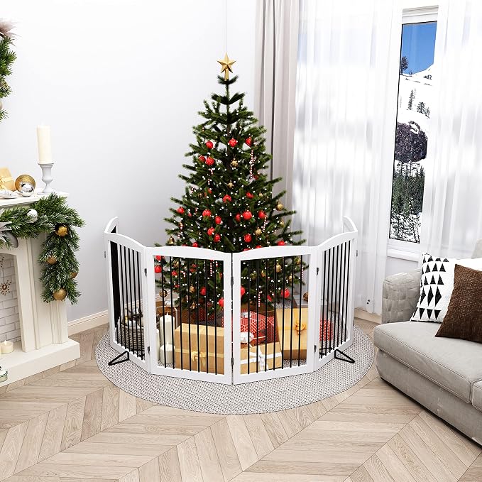 Freestanding Pet Gate for Dogs, Indoor Wooden Foldable Dog Gate for House - Image 2