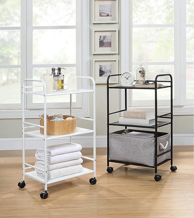 SunnyPoint 3-Tier Rolling Utility Cart – Metal Storage Organizer - Image 5
