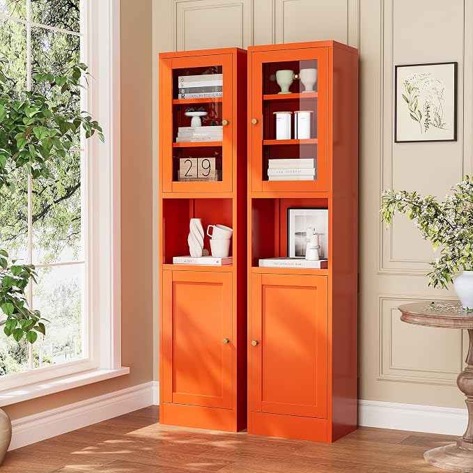 Metal Bathroom Storage Cabinet, Tall Narrow Cabinet by Unknown