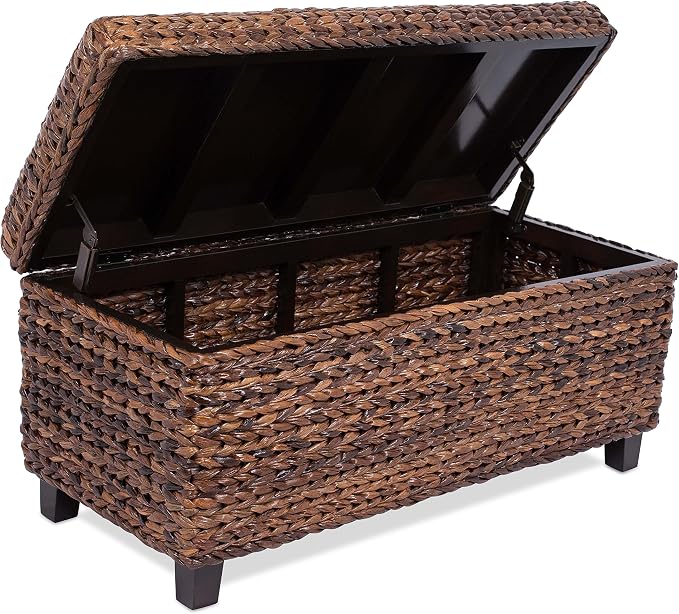 BIRDROCK HOME Abaca Storage Bench – Hand-Woven Wicker Entryway Bench w/Lift-Top - Image 6