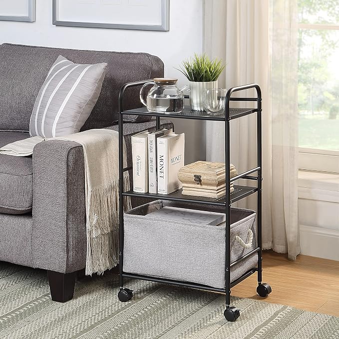 SunnyPoint 3-Tier Rolling Utility Cart – Metal Storage Organizer - Image 2